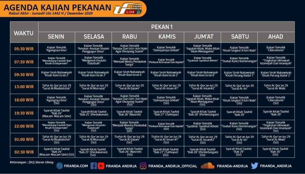 Jadwal Siaran UF Live 24 di Youtube