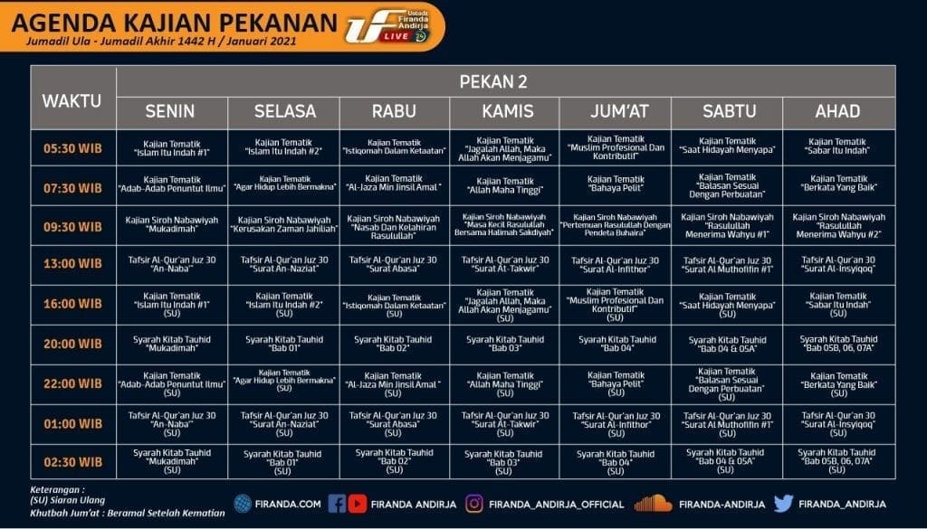 Jadwal Siaran UF Live 24 di Youtube – Januari 2021