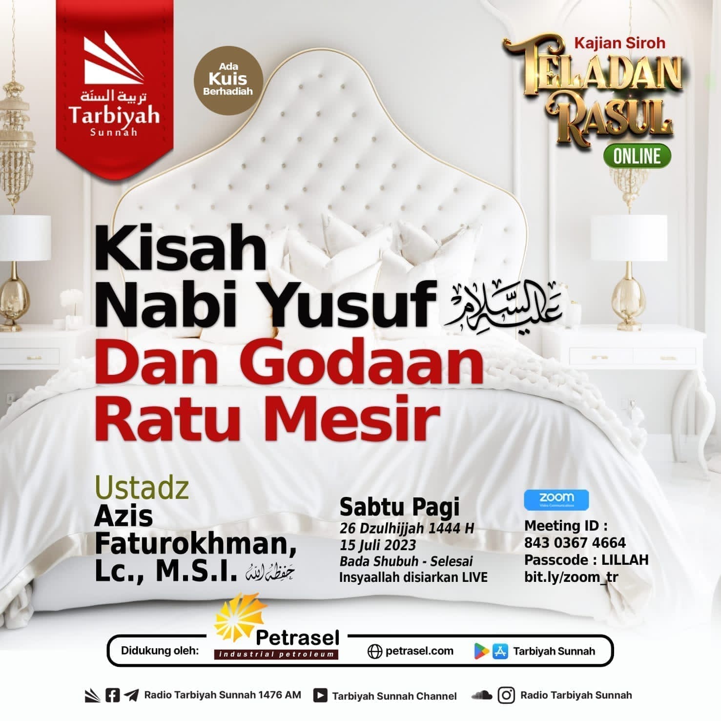 Jadwal Kajian Bandung: Kisah Nabi Yusuf dan Godaan Ratu Mesir Jadwal Kajian Bandung: Kisah Nabi Yusuf dan Godaan Ratu Mesir