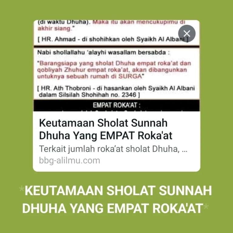 KEUTAMAAN SHOLAT DHUHA YANG JUMLAHNYA EMPAT ROKA’AT
apa yang dimaksud dengan ka… KEUTAMAAN SHOLAT DHUHA YANG JUMLAHNYA EMPAT ROKA’AT
apa yang dimaksud dengan ka…