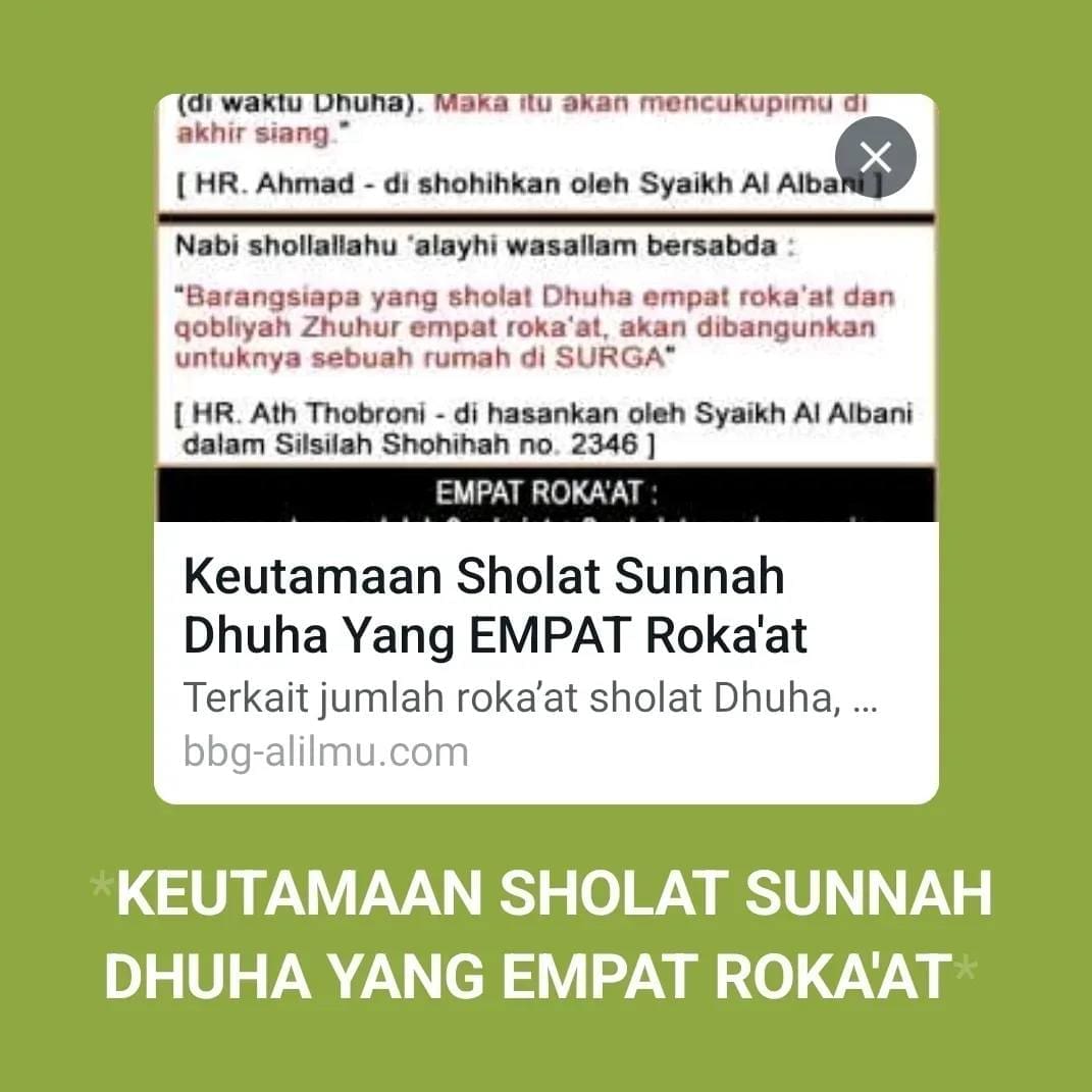 KEUTAMAAN SHOLAT DHUHA YANG JUMLAHNYA EMPAT ROKA’AT

apa yang dimaksud dengan ka…