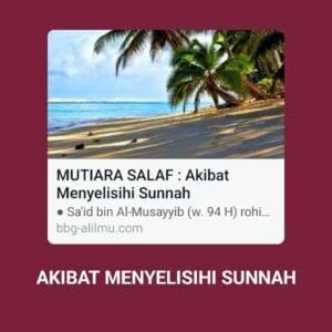 AKIBAT MENYELISIHI SUNNAH

● Sa'id bin Al-Musayyib (w. 94 H) rohimahullahu Ta'al...