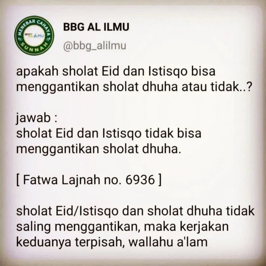 Sholat dhuha tetap ada di hari raya