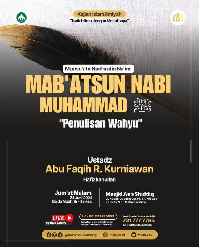 KAJIAN ILMIYAH SETIAP HARI JUM’AT Judul: *MAB’ATSUN NABI MUHAMMAD ﷺ* _Penulisa…