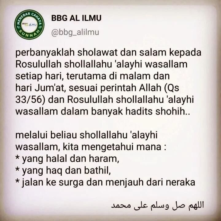 perbanyak sholawat dan salam di hari Jum’at karena setiap sholawat dan salam tsb…