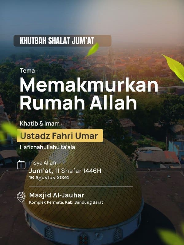 BismillahHadirilah Khutbah & Shalat Jum’atTerbuka untuk umum *Khusus Ikhwan*…