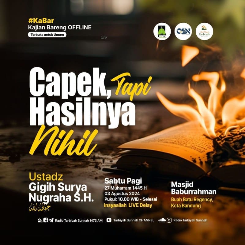 *#KaBar**Kajian Bareng OFFLINE*Yayasan Tarbiyah Sunnah—————Sabtu Pagi,…