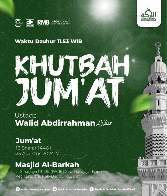 ╭⊱ ﷽ ⊱╮* INFO KHUTBAH JUM’AT *✎✐✎✐✎✐✎✐✎✐✎Imam & Khatib :_*Ustadz Walid*_ _*A…