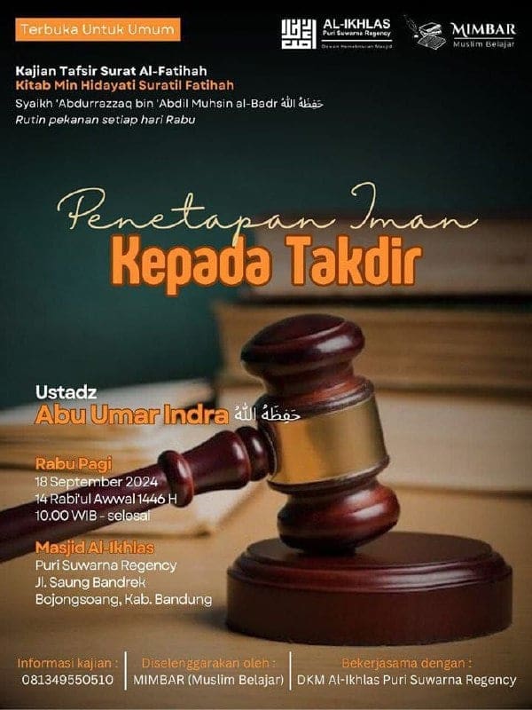 _Bismillah…_  Pemateri : *Ustadz Abu Umar Indra, S.S. Hafizhahullah* *Pukul 10…