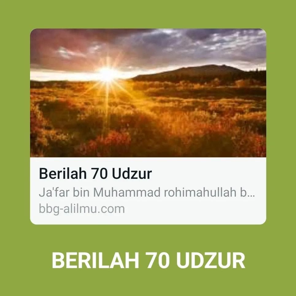 BERILAH 70 UDZUR

Ja’far bin Muhammad rohimahullah berkata, “Apabila sampai kepa…