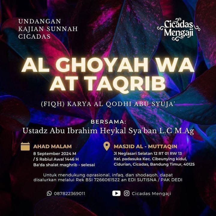 _Bismillah…_Pemateri : *Ustadz Abu Ibrahim Heykal Sya’ban, Lc., M.Ag Hafizhahu…