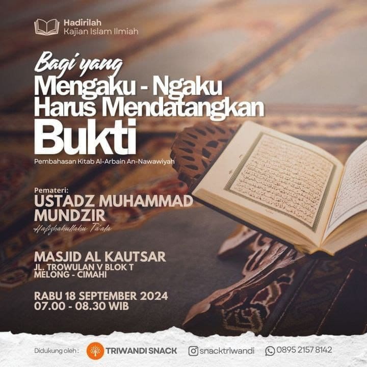 _Bismillah…_Pemateri: *Ustadz Muhammad Mundzir Hafizhahullah* *Pukul 07.00 WIB…