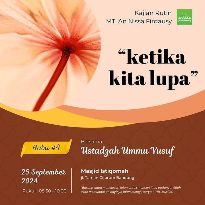 _Bismillah…_  *KHUSUS AKHOWAT* Pemateri : *Ustadzah Ummu Yusuf Hafizhahallah* …