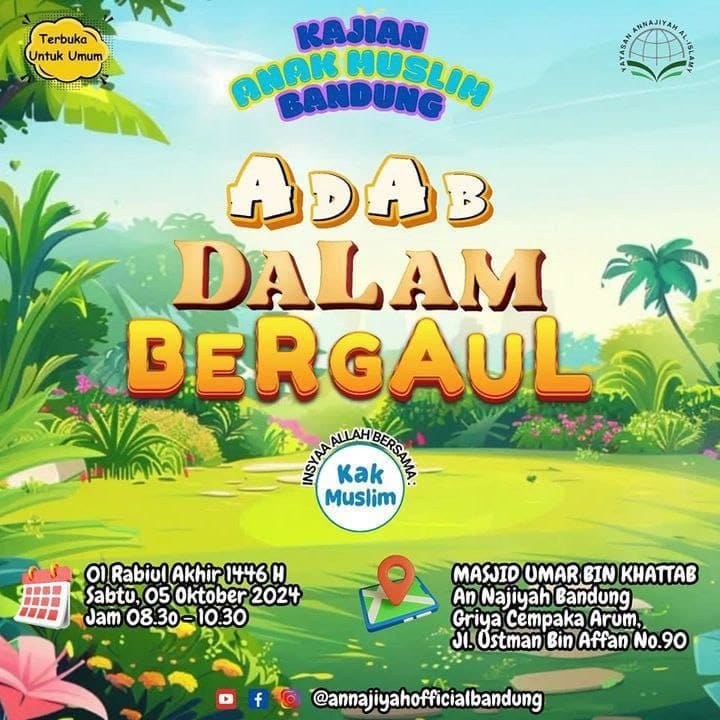 _Bismillah…_ *Kajian Anak*Pemateri : *Kak Muslim Hafizhahullah* *Pukul 08.30 W…