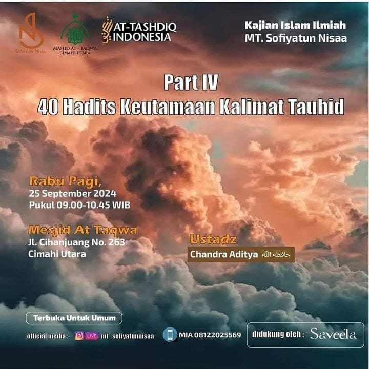 _Bismillah…_ Pemateri: *Ustadz Chandra Aditya, M.A  Hafizhahullah* *Pukul 09.0…