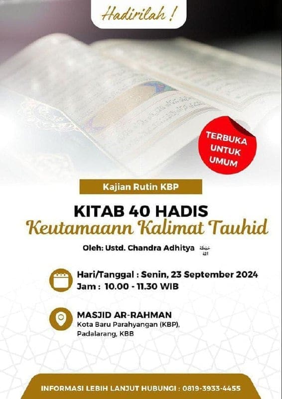 _Bismillah…_  Pemateri : *Ustadz Chandra Aditya, M.A  Hafizhahullah* *Pukul 10…