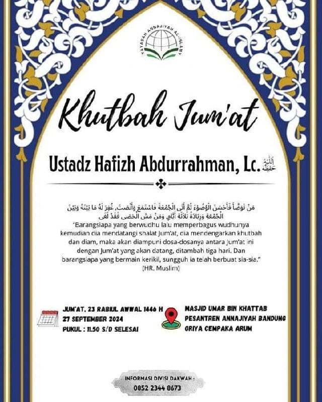 _Bismillah…_ *Ustadz Hafizh Abdurrahman, Lc. Hafizhahullah* *KHUTBAH & SHO…