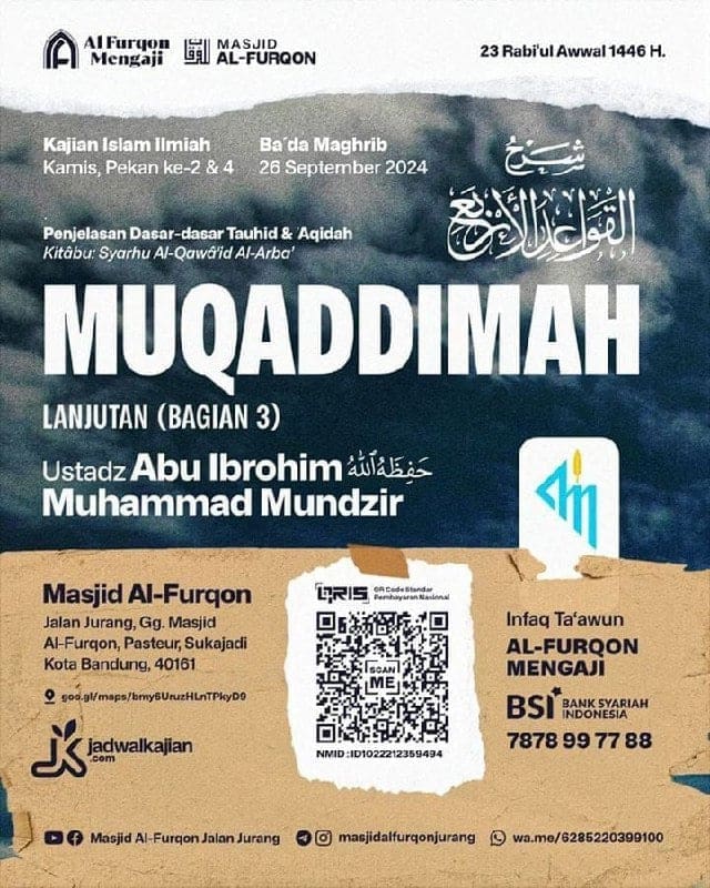 _Bismillah…_Pemateri : *Ustadz Abu Ibrohim Muhammad Mundzir Hafizhahullah* *Ba…