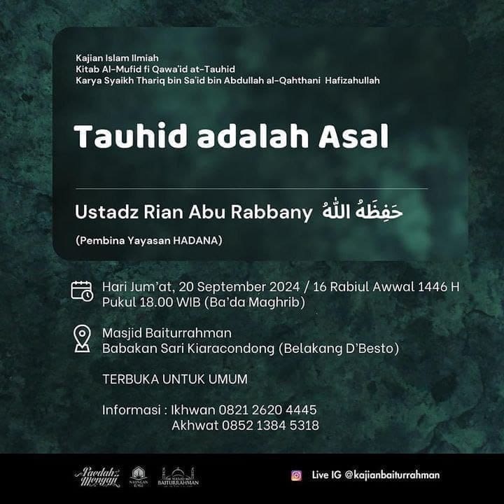 _Bismillah…_Pemateri: *Ustadz Rian Abu Robbany Hafizhahullah* *Ba’da Maghrib -…