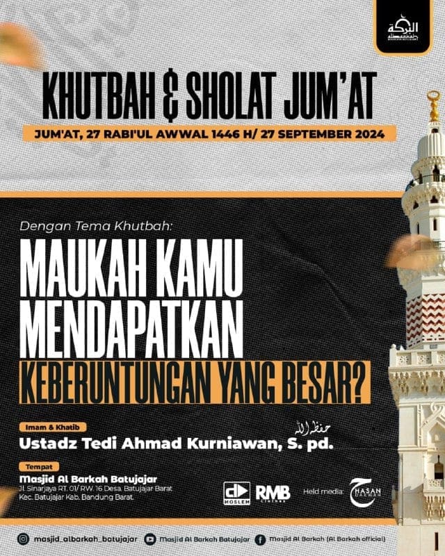 ╭⊱ ﷽ ⊱╮ INFO KHUTBAH JUM’AT Bersama :Ustadz_*Tedi Ahmad*__*Kurniawan, S.pd.*_ _ح…