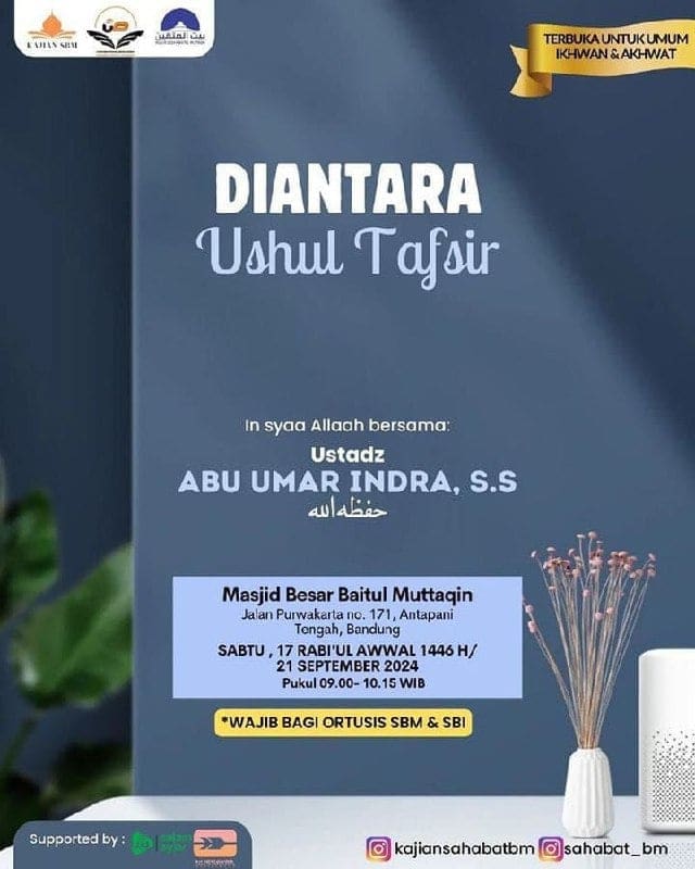 _Bismillah…_ Pemateri :  *Ustadz Abu Umar Indra, S.S. Hafidzahullah* *Pukul 09…