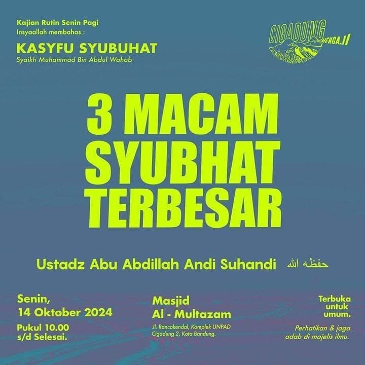 _Bismillah…_Pemateri : *Ustadz Abu Abdillah Andi Suhandi Hafizhahullah* *Pukul…