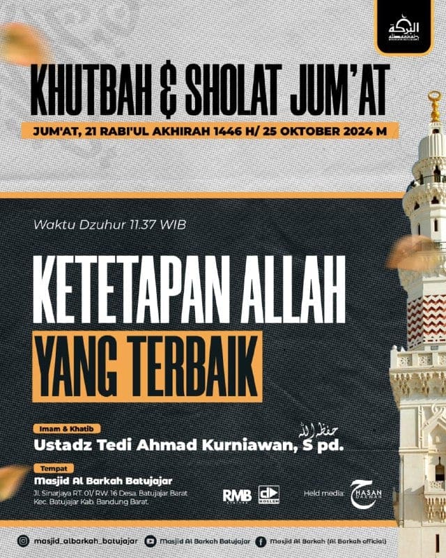 ╭⊱ ﷽ ⊱╮* INFO KHUTBAH JUM’AT *✎✐✎✐✎✐✎✐✎✐✎Bersama :_*Tedi Ahmad*__*Kurniawan, S.p…