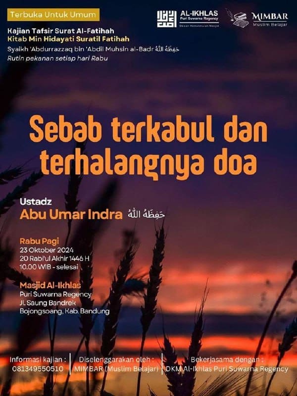 _Bismillah…_  Pemateri : *Ustadz Abu Umar Indra, S.S. Hafizhahullah* *Pukul 10…