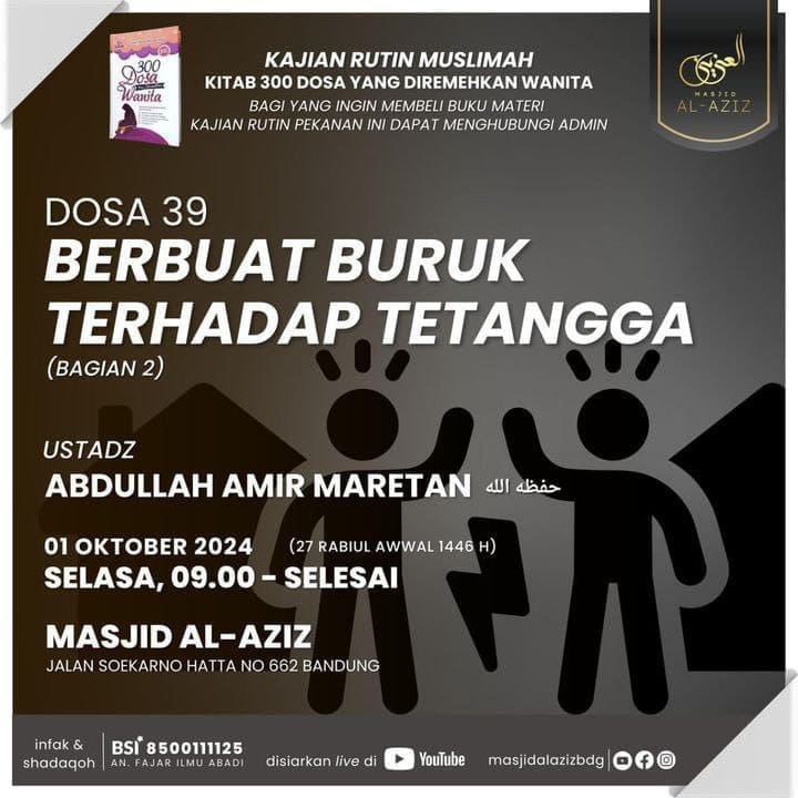 _Bismillah…_ *Kajian Muslimah* Pemateri : *Ustadz Abdullah Amir Maretan Hafizh…