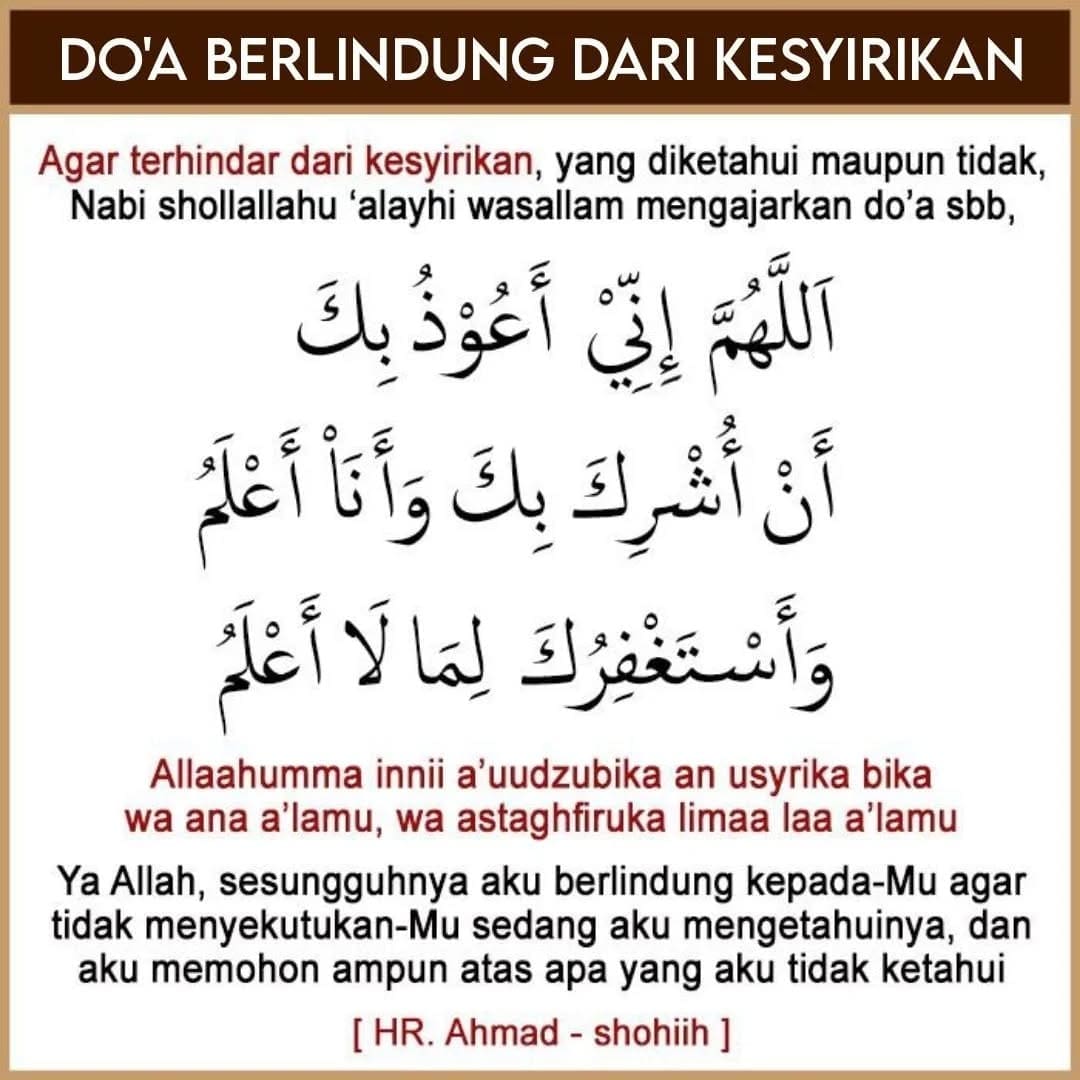 16 – RAMADHAN 

Do’a memohon perlindungan Allah dari kesyirikan