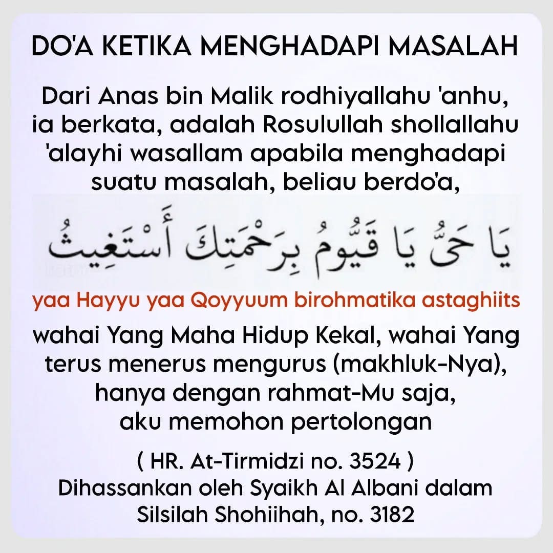 18 – RAMADHAN

=======

KEUTAMAAN BERDO’A DENGAN NAMA-NAMA ALLAH ‘AL HAYYU AL QO…