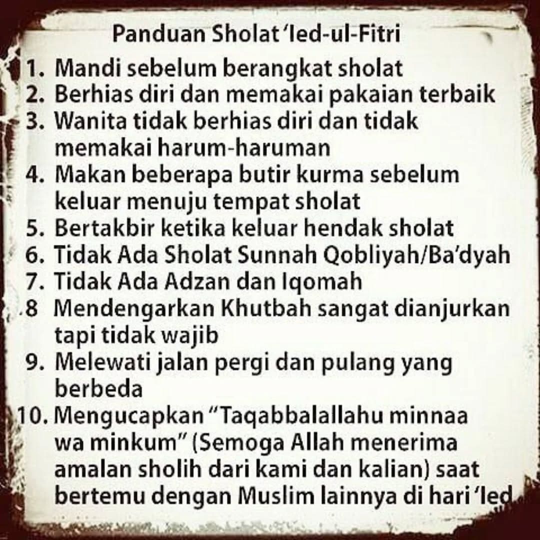 panduan ringkas terkait sholat idul fitri