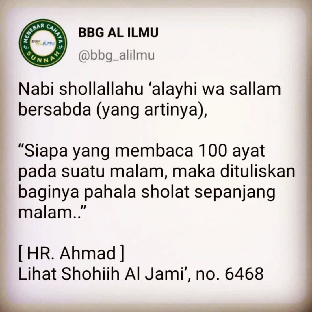 diantara amalan sunnah di waktu malam