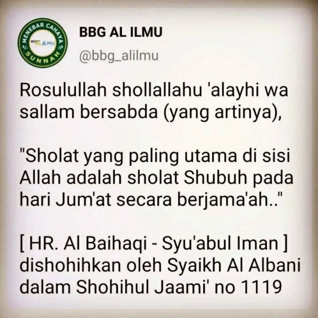 MALAM JUM’AT : 14 SHOFAR
mari perbanyak membaca sholawat di malam Jum’at dan di… MALAM JUM’AT : 14 SHOFAR
mari perbanyak membaca sholawat di malam Jum’at dan di…