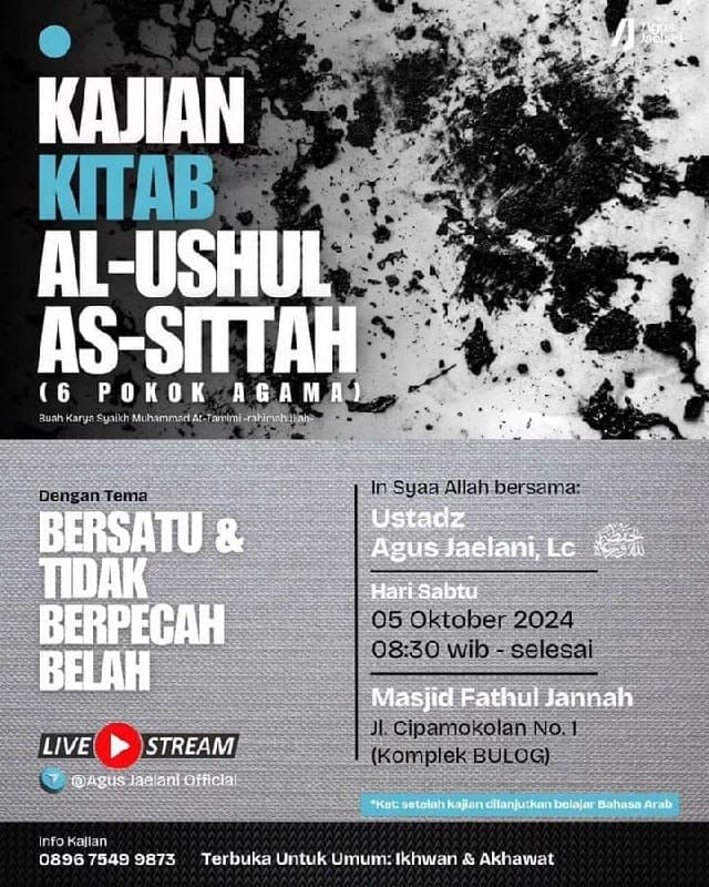 _Bismillah…_Pemateri: *Ustadz Agus Jaelani, Lc.  Hafizhahullah* *Pukul 08.30 W…
