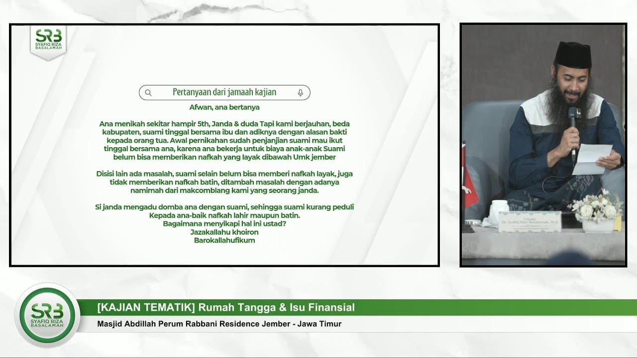 Rumah Tangga & Isu Finansial – Ustadz Dr Syafiq Riza Basalamah MA