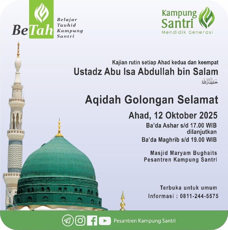Bismillaah __Ikutilah BeTah Belajar Tauhid Kampung Santri, insyaa Allaah—untuk I…