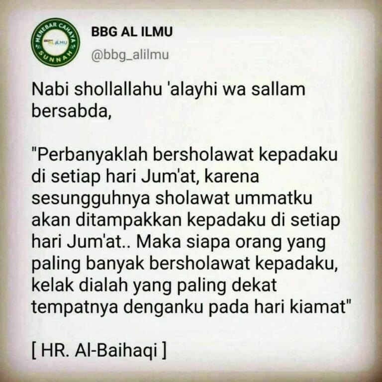 perbanyak sholawat dan salam di hari Jum’at karena setiap sholawat dan salam tsb… perbanyak sholawat dan salam di hari Jum’at karena setiap sholawat dan salam tsb…