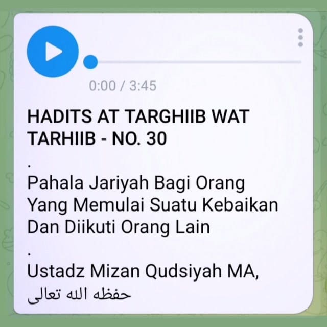 Hadits no. 30\n\nPahala jariyah bagi orang yang memulai suatu amal kebaikan lalu… Hadits no. 30\n\nPahala jariyah bagi orang yang memulai suatu amal kebaikan lalu…
