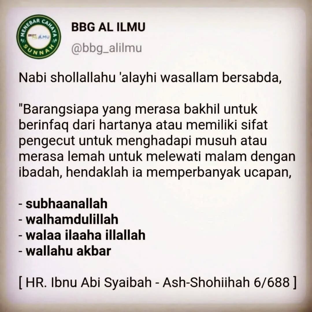 bila ke 3 sifat ini ada pada diri kita .. maka kita baca dzikir ini sebanyak mun…